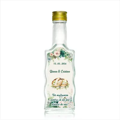 Sticla decorata nunta, 200 ml, model stof 2 004